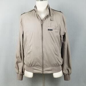 Members Only Jacket Mens 40 Tan Racer Bomber Epaulets‎ Stand Collar Europe Craft